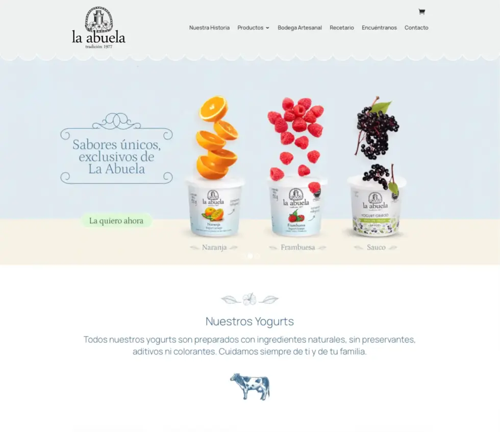 Proyecto La Abuela Foods: vista del sitio desarrollado por Innovacoders