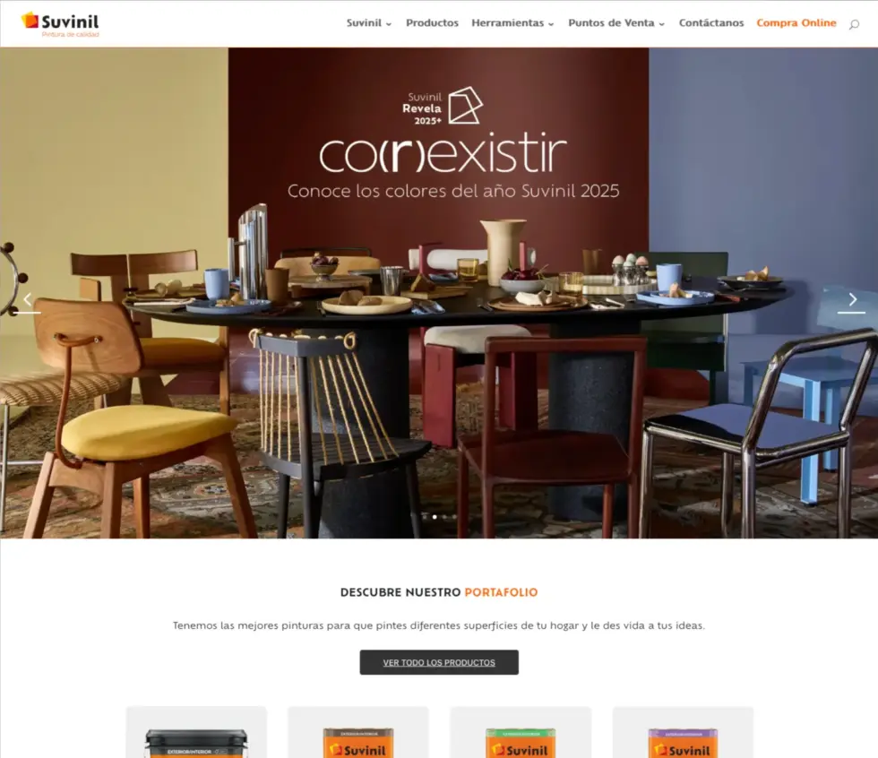 Proyecto Suvinil: vista del sitio desarrollado por Innovacoders
